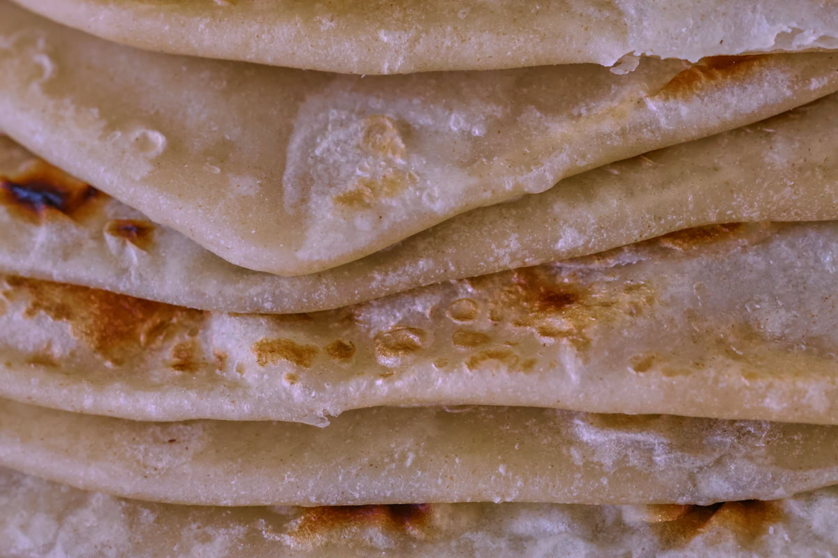 a closeup stack of flatbreads