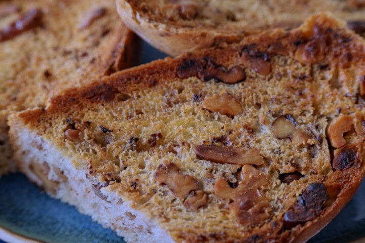 a plate with toasted bread