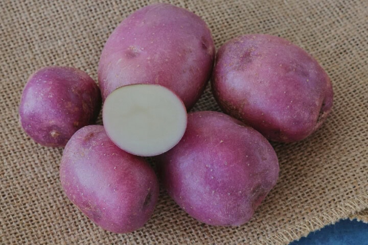caribe potatoes on burlap on a background